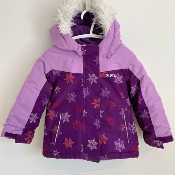 Gusti Baby Toddler 18 Months Purple Snowflake Winter Hooded Snow Jacket 18M Warm - Picture 1 of 13
